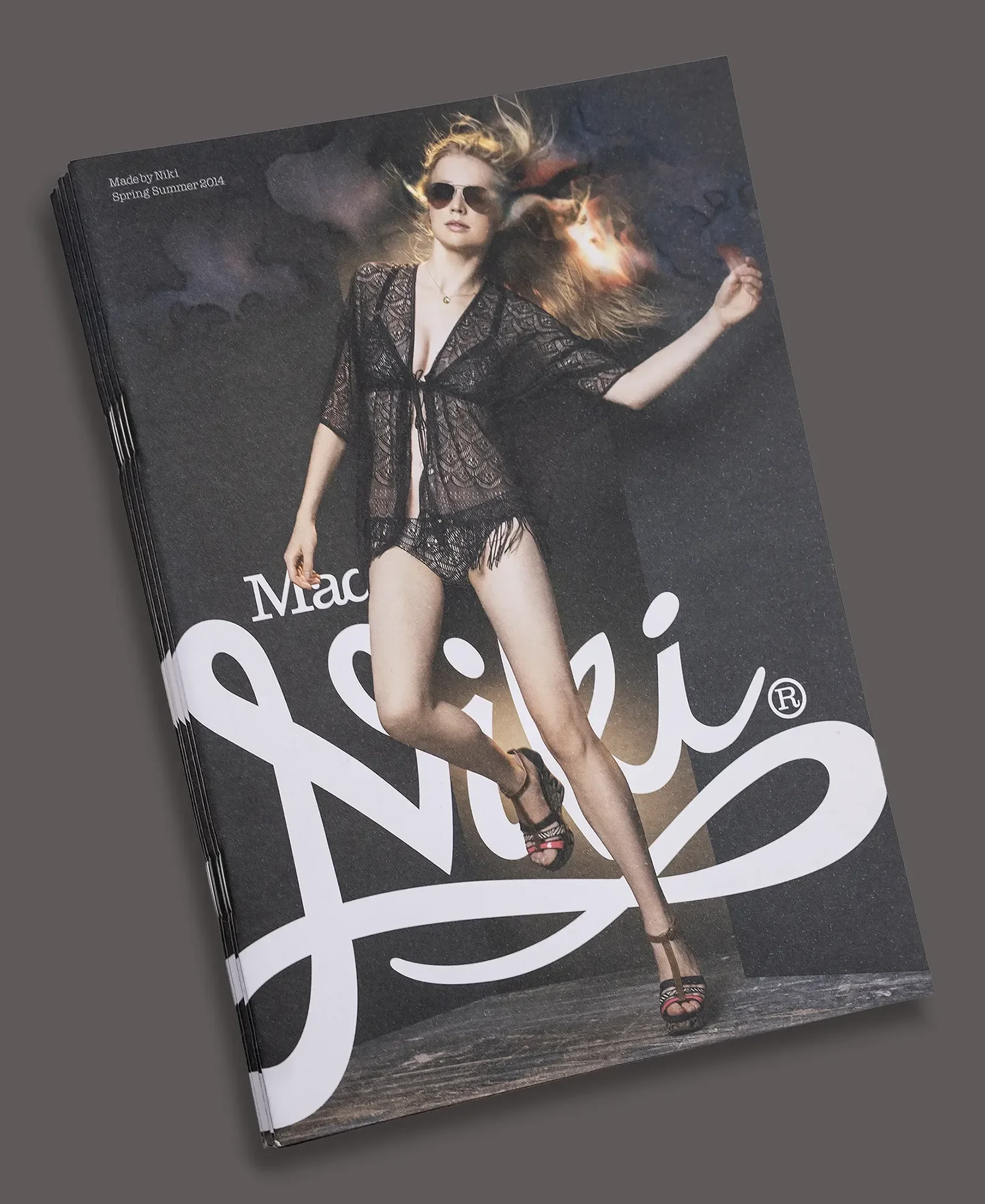 Made by Niki Almost Famous luxury fashion lookbook cover with backstage-inspired art direction