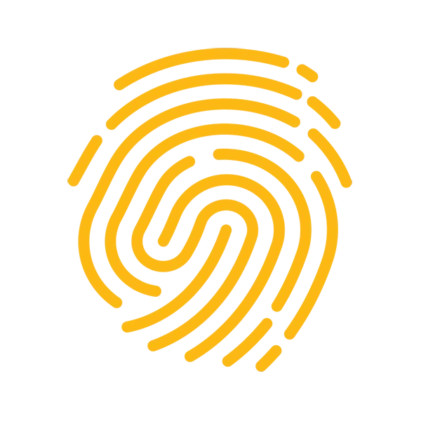 Icon depicting a thumbprint representing luxury branding and identity design