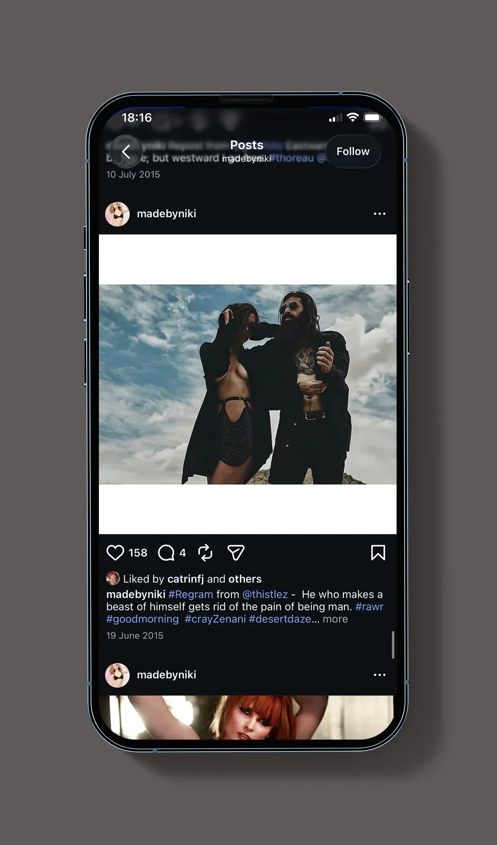 Feed placement of a customer-submitted Made by Niki post in the user generated content advertising campaign