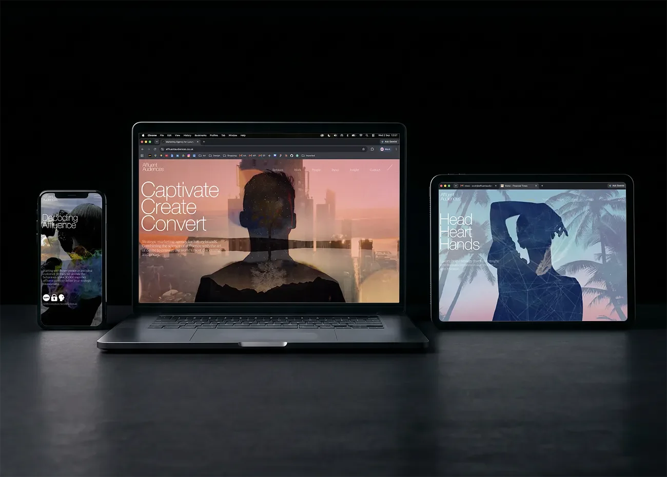 Responsive website design layouts displayed across desktop, tablet, and mobile devices built by our creative website design agency