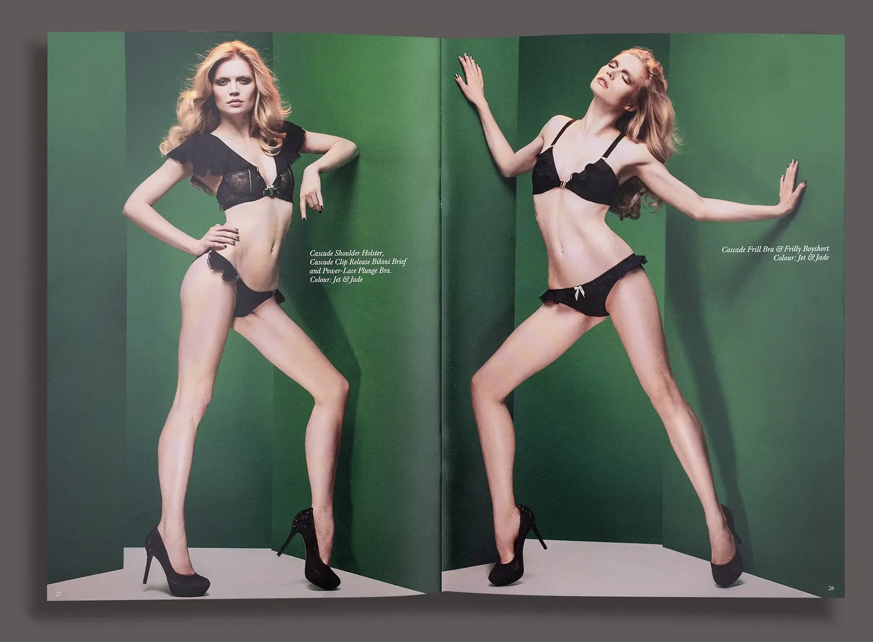 Fashion marketing and promotion: Cascade lookbook spread for press and retail buyers