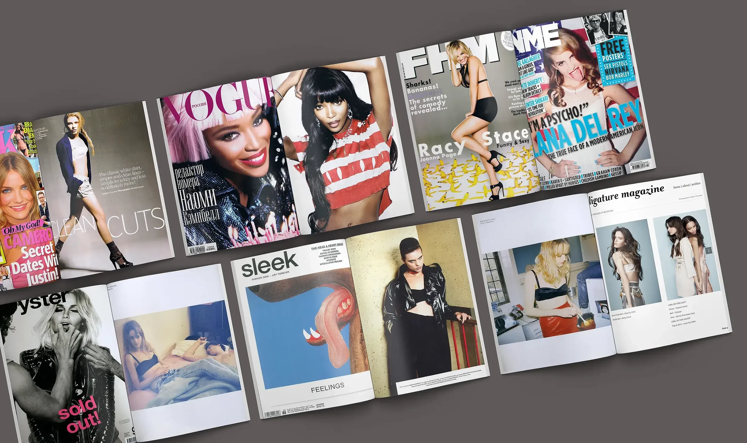 Slinkies editorial coverage in Vogue, FHM and NME from press loans