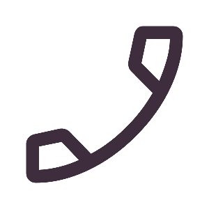 Outline of a classic telephone handset in dark purple.