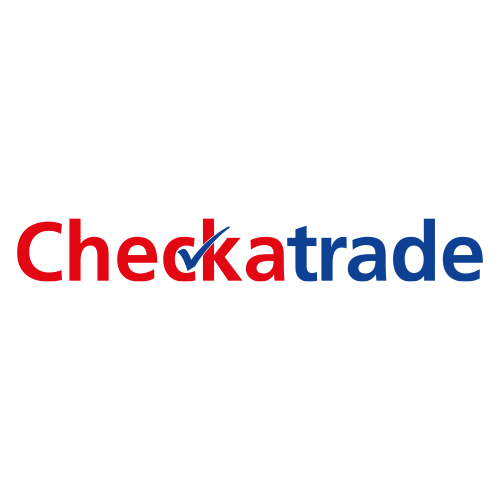 Logo of "Checkatrade" with "Check" in red and "atrade" in blue. The "c" has a blue checkmark, representing trust and verification.