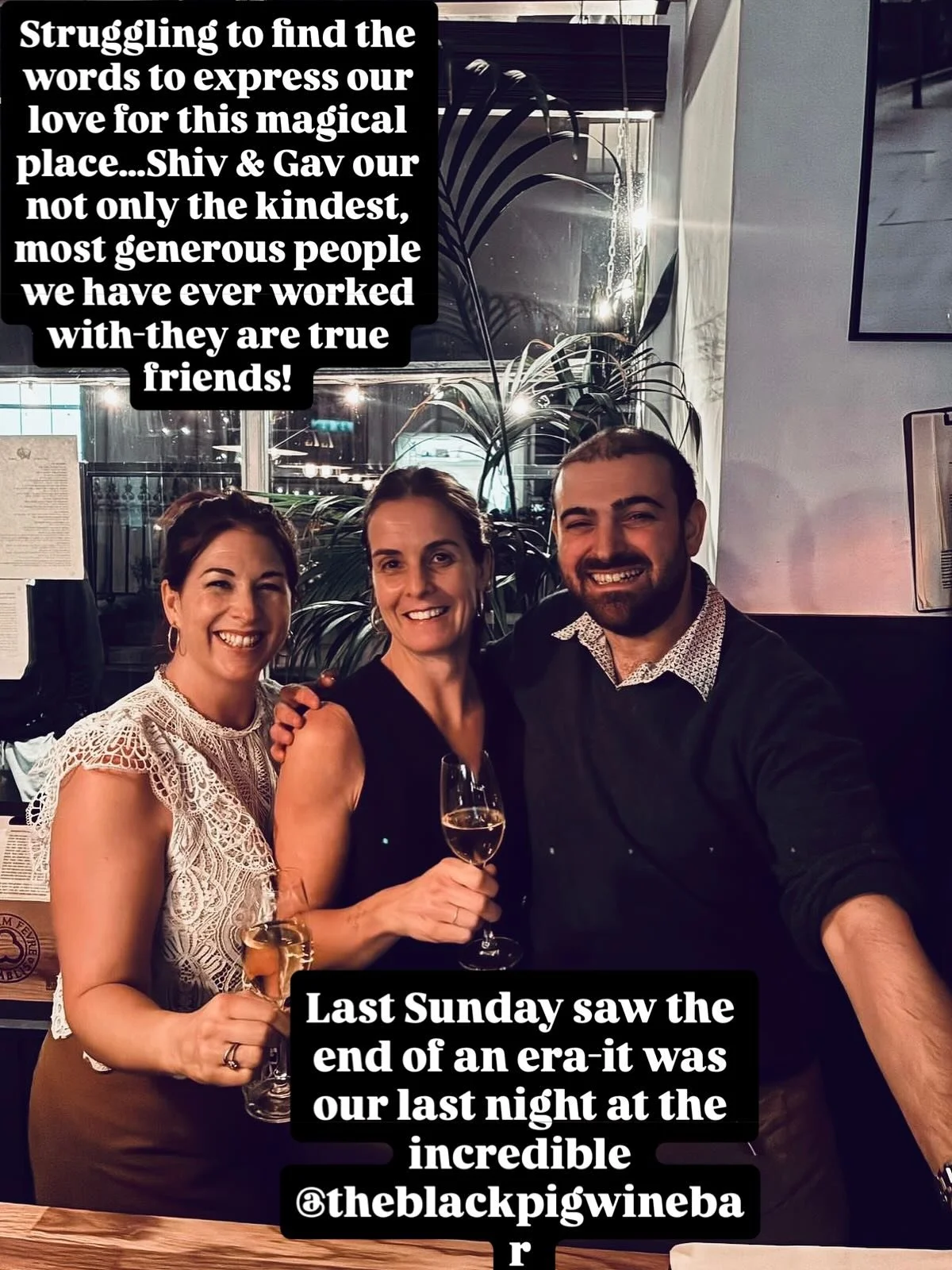 Miss you already @theblackpigwinebar @sebwaldron, Gavin Ryan &amp; the incredible crew! Thank you for giving us both the opportunity to be piglets in what has been our favourite place to have worked in our (long) hospitality careers. It has been a pr