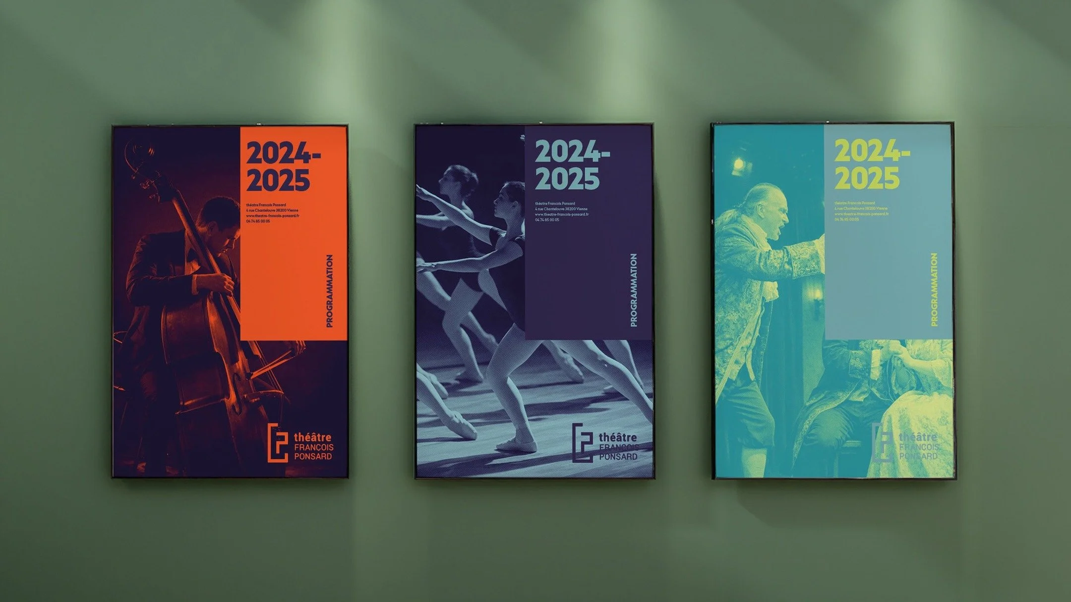 💥 Duotones vibrants et typographie block : une signature de saison forte. D&eacute;couvrez notre projet de branding culturel pour le Th&eacute;&acirc;tre Fran&ccedil;ois Ponsard &agrave; Vienne. L&rsquo;enjeu ? Concevoir une identit&eacute; visuelle