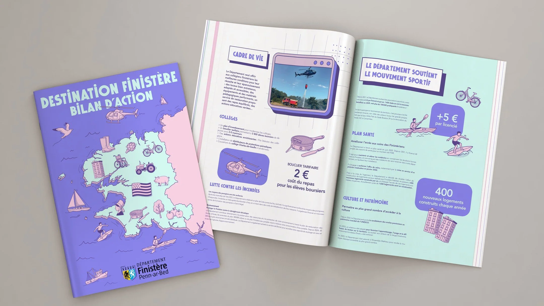 Parenth&egrave;ses sur nos r&eacute;cents projets d&rsquo;&eacute;dition pour le d&eacute;partement du Finist&egrave;re.
L&rsquo;enjeu ? Transformer des sujets institutionnels en un r&eacute;cit visuel captivant et accessible &agrave; tous, du coll&e