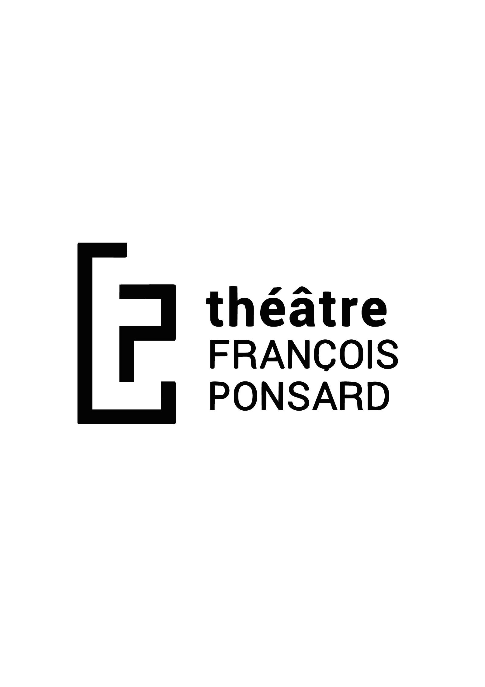Logotype du Théâtre François Ponsard à Vienne : création d'une lettre 'E' stylisée. Identité visuelle minimaliste et branding institutionnel pour scène conventionnée.