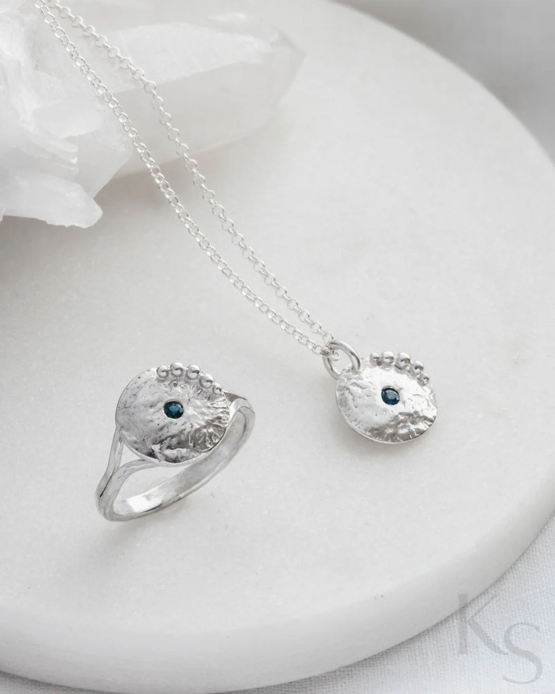 Radiance Sapphire Pendant and Ring.

A finished set from the bench (ring now sold). The contrast between the reticulated silver and the bold colour of the sapphires creates a quiet, intentional presence.

#KateSeowJewellery #ArtisanalGoldsmith #Jewel