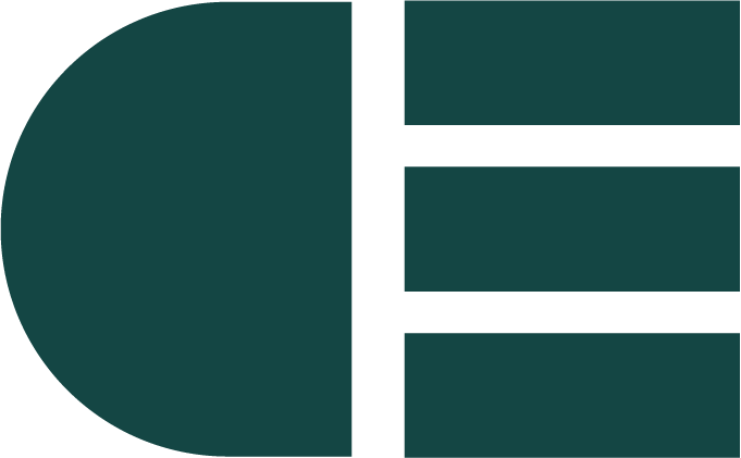 Stylised geometric letters  - CE -  that stand for  Chief Executive