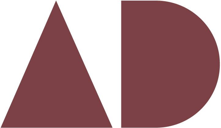 Stylised geometric letters  - AD-  that stand for Aspiring Director