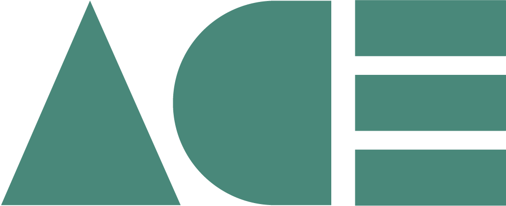 Stylised geometric letters  - ACE -  that stand for Aspiring Chief Executive