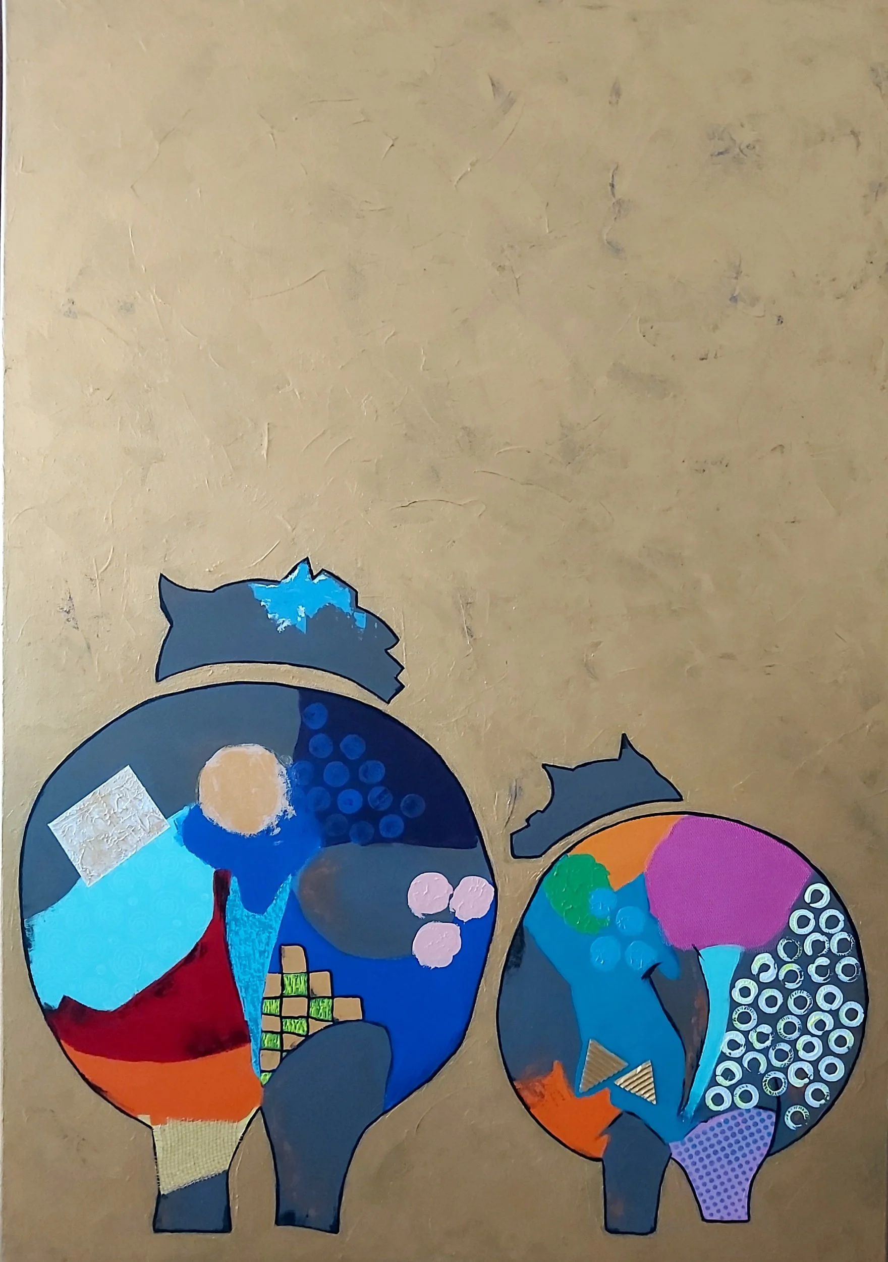 Savannah hippo & kiddo, 
Private Collection, Malta