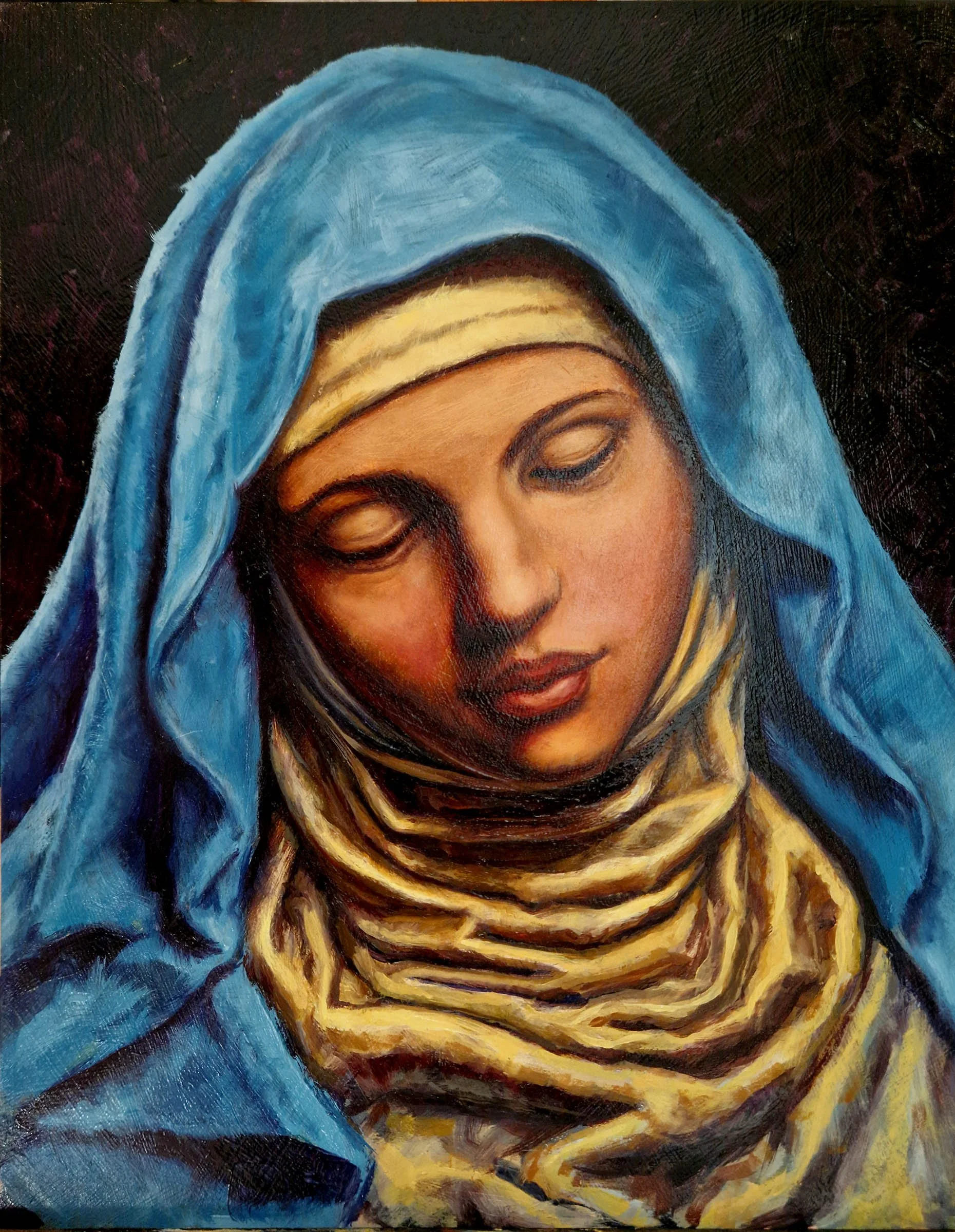 Lady of Sorrow oil painting portrait by Matthew Rush Elmore.