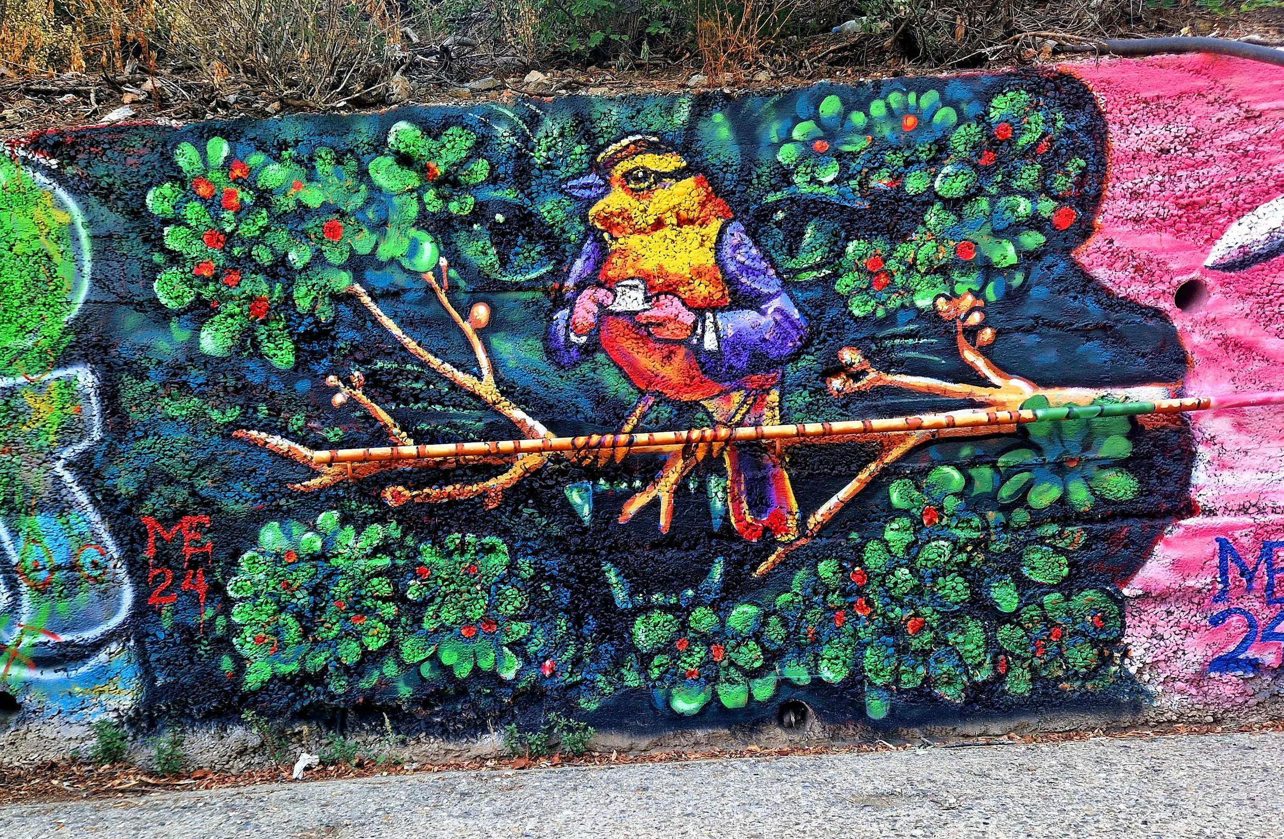 Tea Bird, exterior mural by Matthew Rush Elmore.