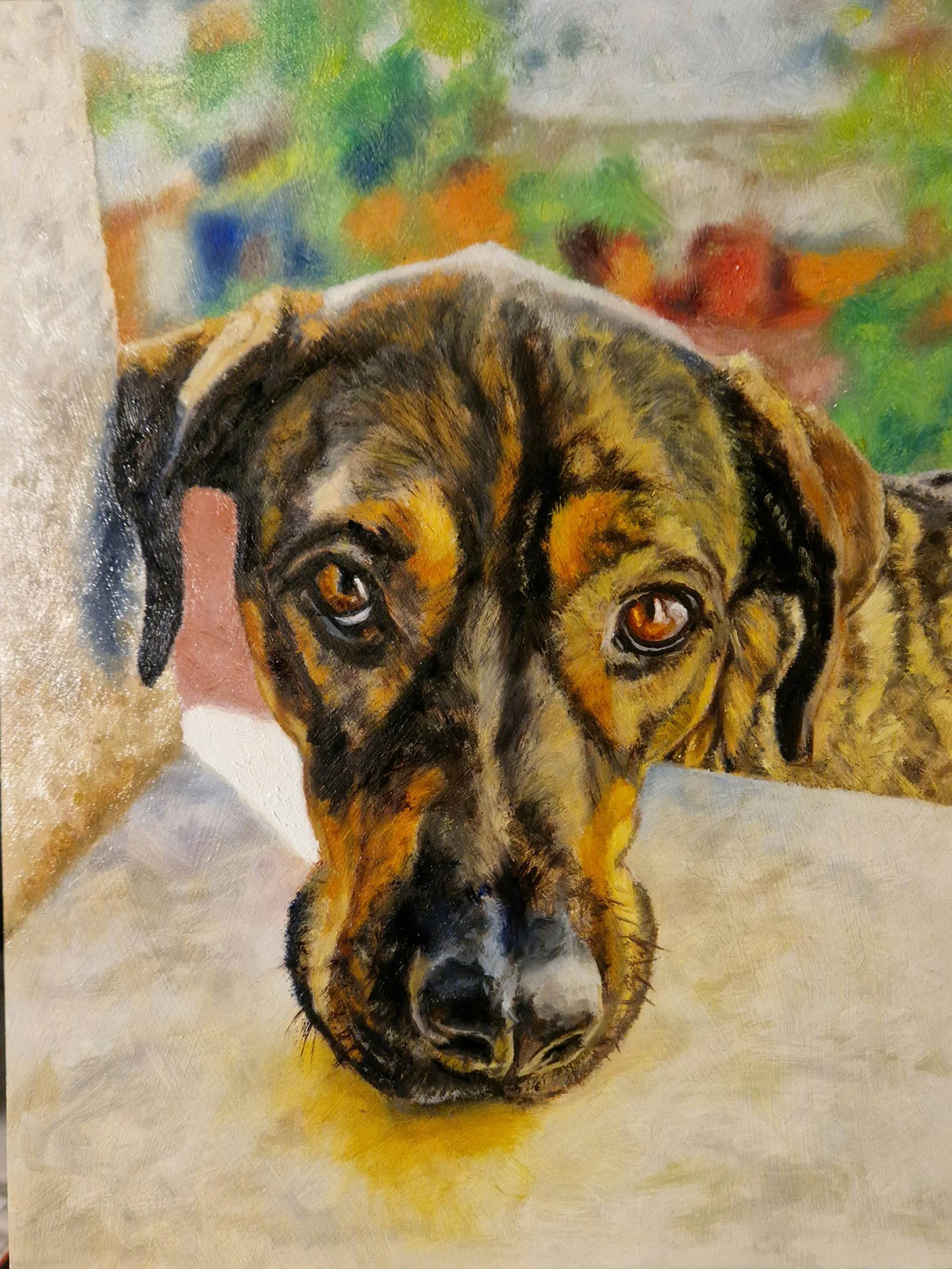 Smokey oil painting portrait by Matthew Rush Elmore.