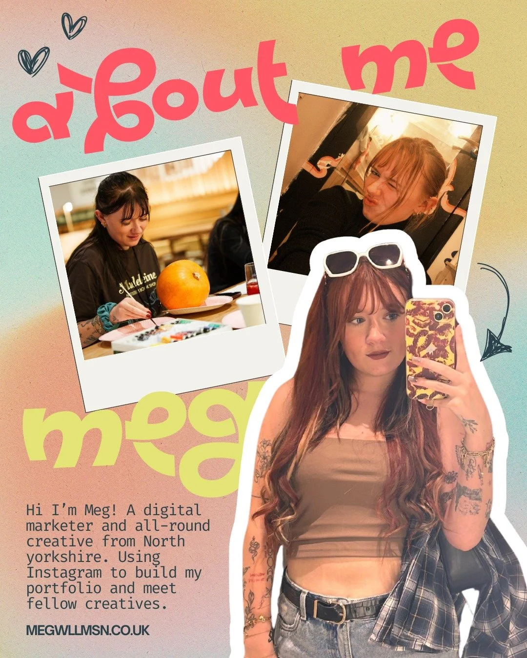 Hi I'm Meg! A digital marketer and all-round creative from North Yorkshire.

I'm using this Instagram account to show my creative experiments, build my portfolio and connect with like-minded individuals.

This graphic was made using @canva

#portfoli