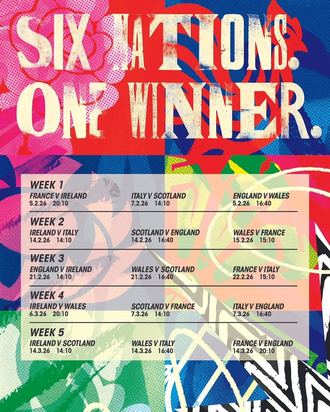 Six Nations is BACK! 🏉 and we&rsquo;ll be showing every game live at The Black Lion.

📺 Big screens // Perfect pints 

🏉Saturday 14 February 2026

Ireland vs Italy &ndash; 2:10 pm
Scotland vs England &ndash; 4:40 pm

🏉Sunday 15 February 2026

Wal