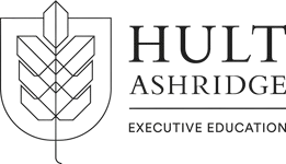 Logo of Hult Ashridge Executive Education with a stylized leaf icon and the company name.