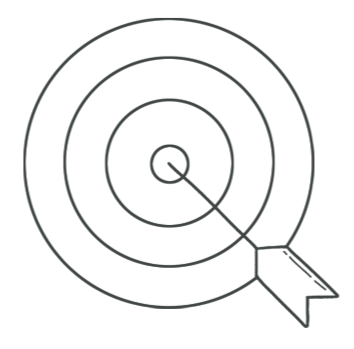 A close-up of a target with concentric circles and an arrow hitting the bullseye.