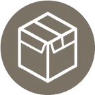 Line drawing of a closed cardboard box