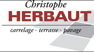 Logo de Christophe Herbaut avec noms de services de carrelage, terrasse et pavage