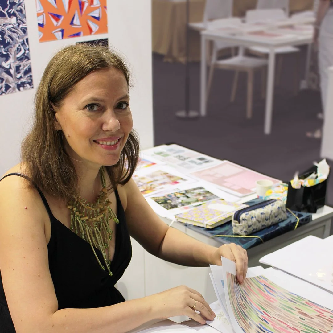 Lise Froeliger, textile designer, at her booth at Maison & Objet.