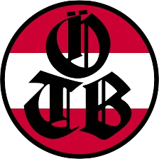 Ein roter, weißer und schwarzer Kreis mit dem logo des FC St. Pauli, einem Hamburger Fußballverein.