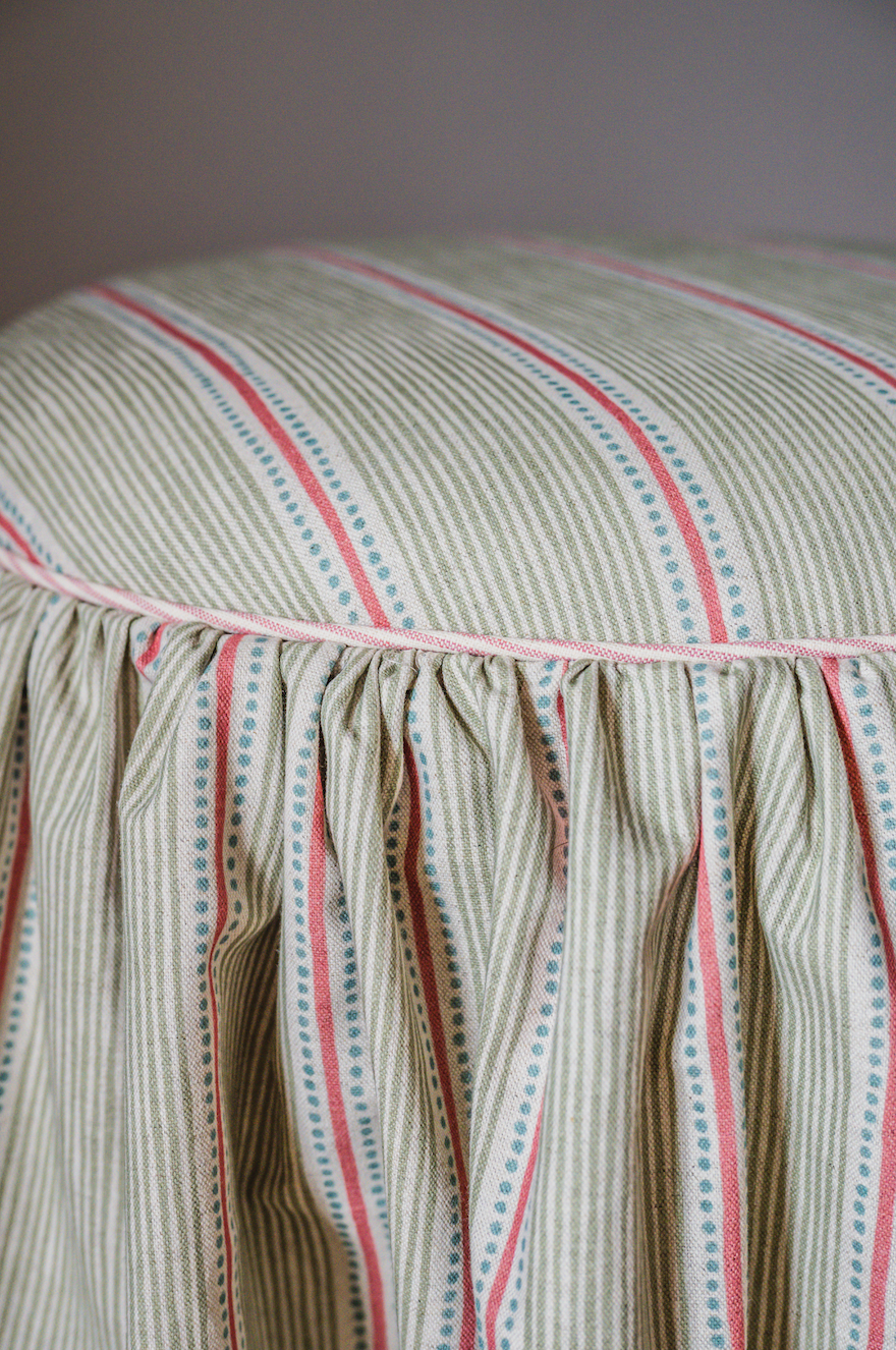 Frilly Pouffe- Green & Pink