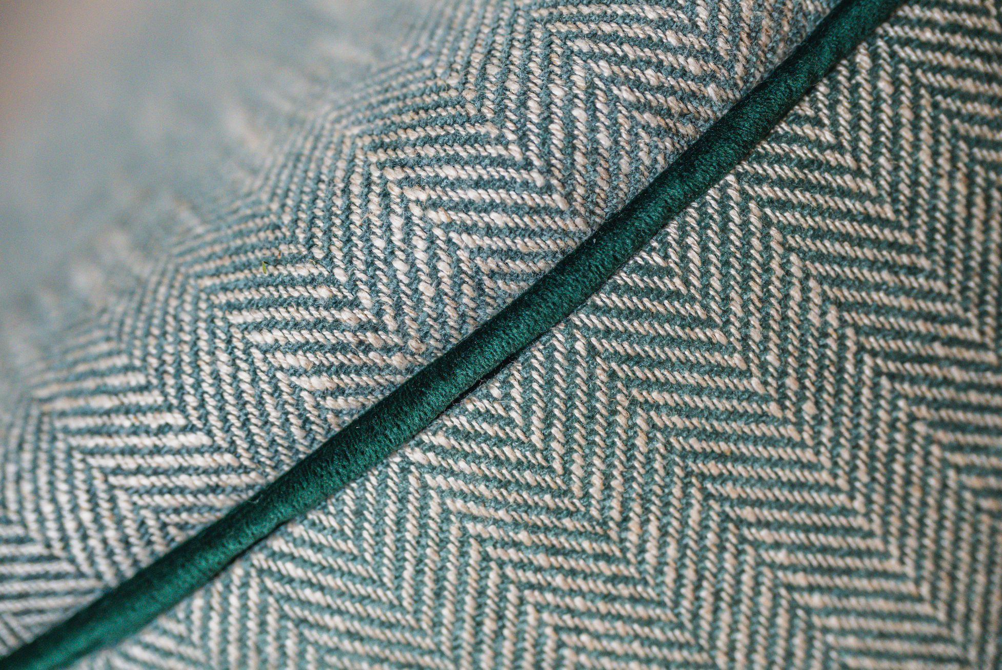 Teal herringbone footstool