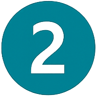 A teal circle with a number two in the centre.