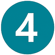 A teal circle with a number four in the centre.