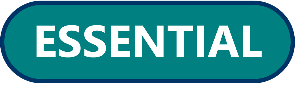 A teal badge signifying the essential package