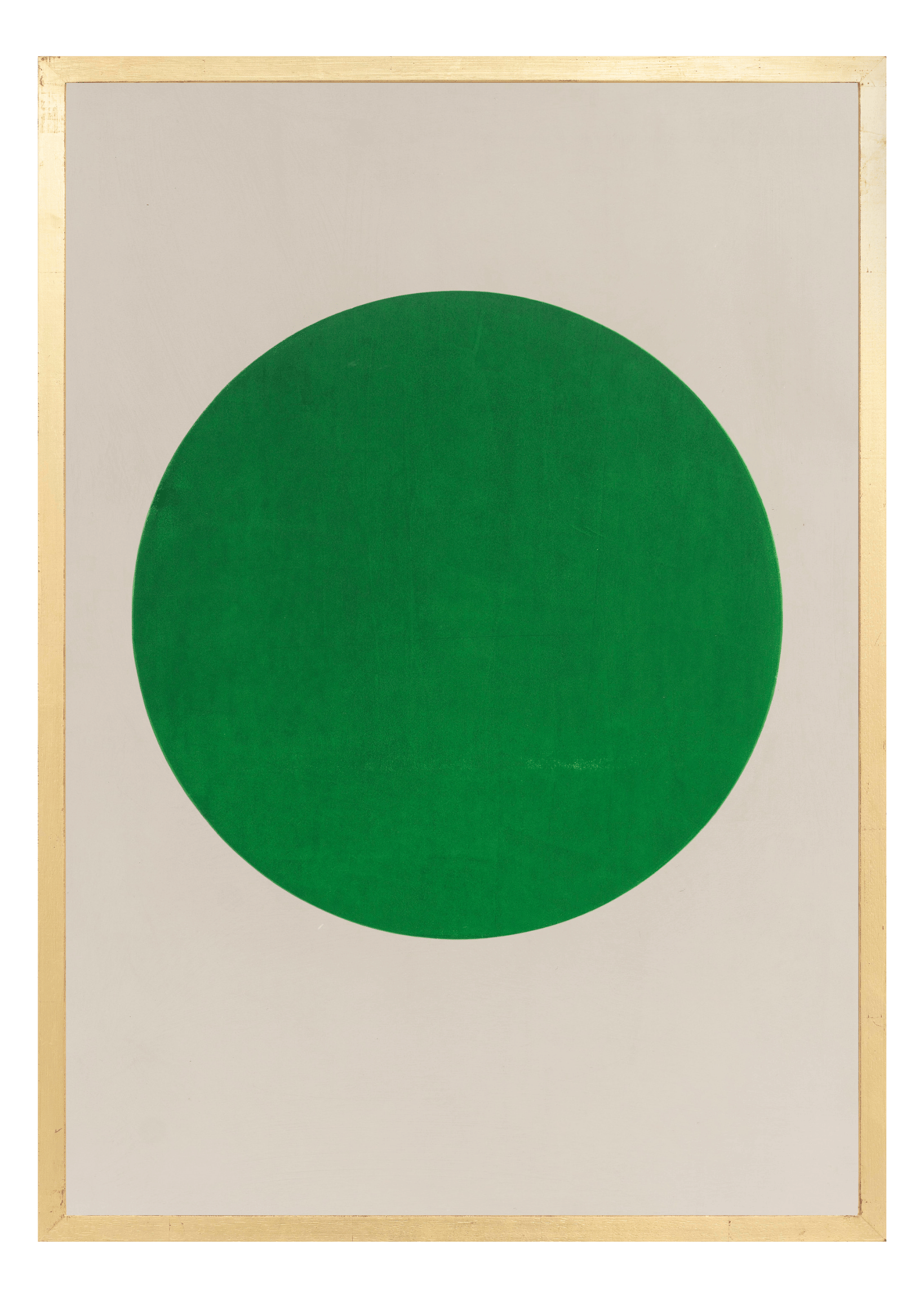 Alphabet screen print of green letter O on gesso board 594x841 mm by artist Rose Bamford