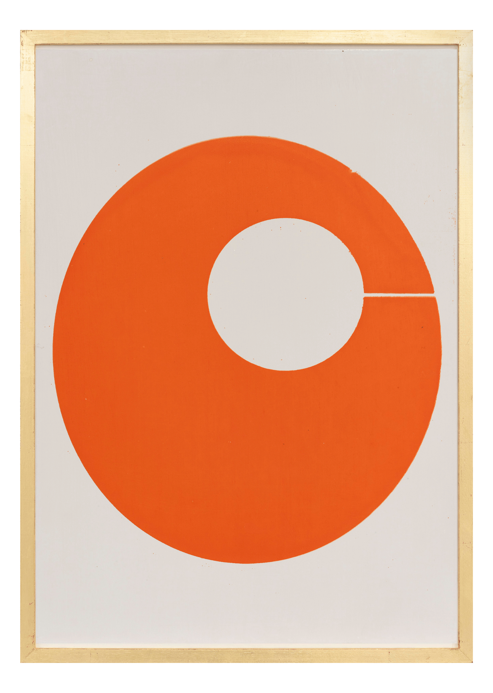Alphabet screen print of orange letter C on gesso board 594x841 mm by artist Rose Bamford
