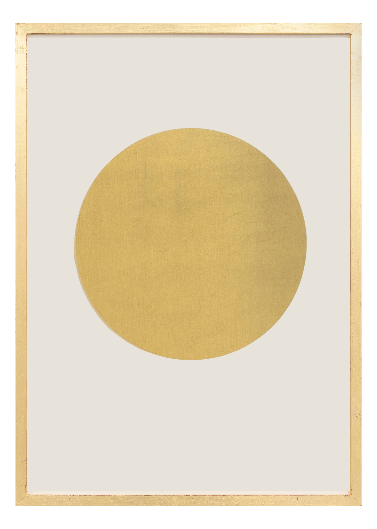 Alphabet screen print of gold letter O on gesso board 594x841 mm by artist Rose Bamford