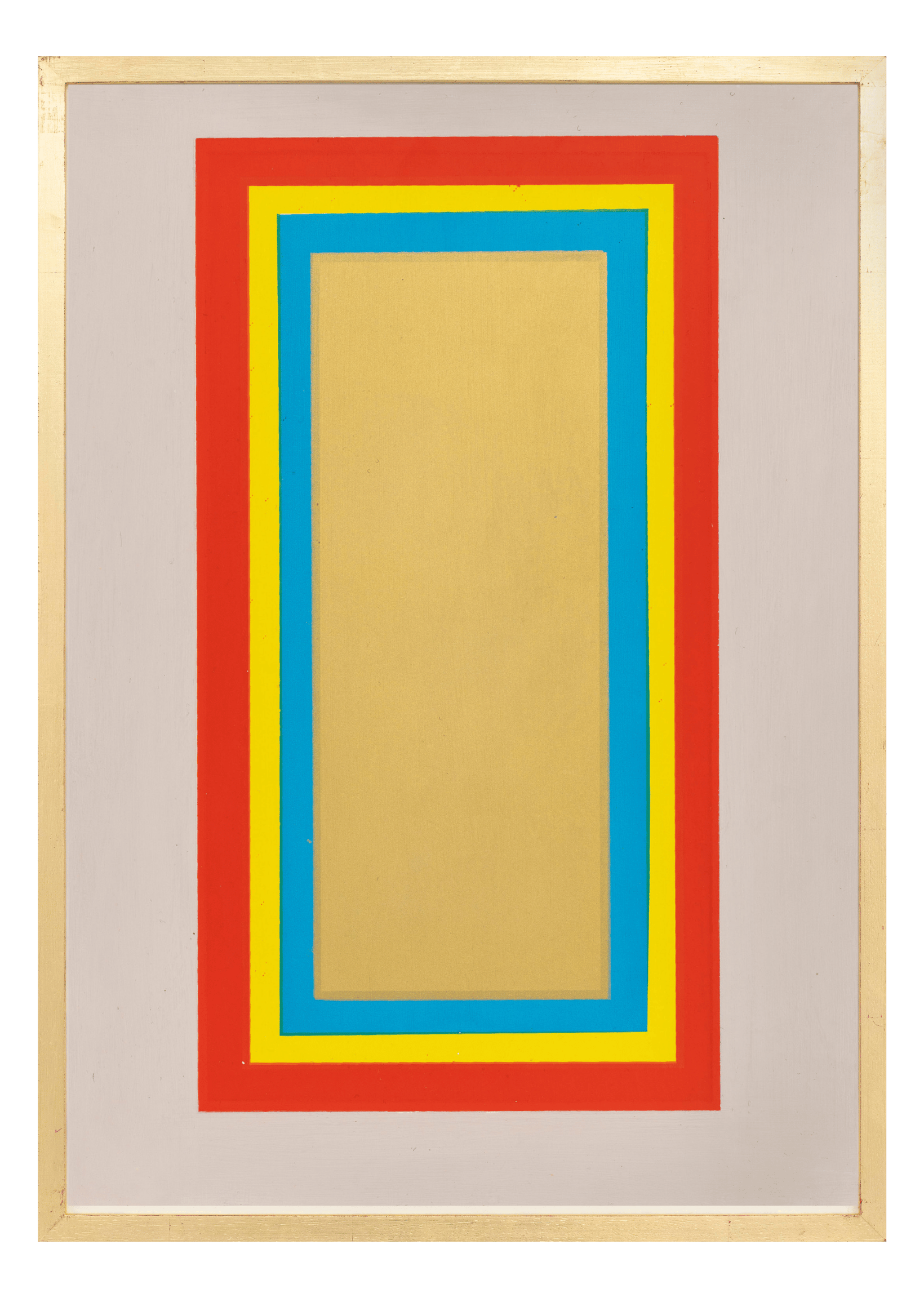 Alphabet screen print of multi-colour letter I on gesso board 594x841 mm by artist Rose Bamford