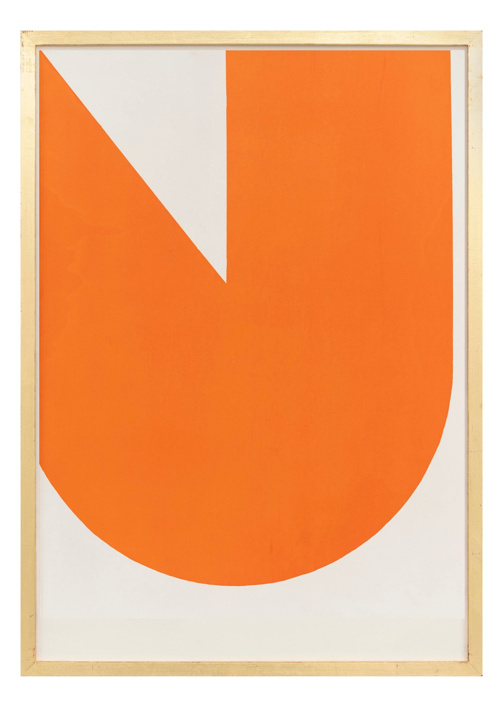 Alphabet screen print of orange letter U on gesso board 594x841 mm by artist Rose Bamford