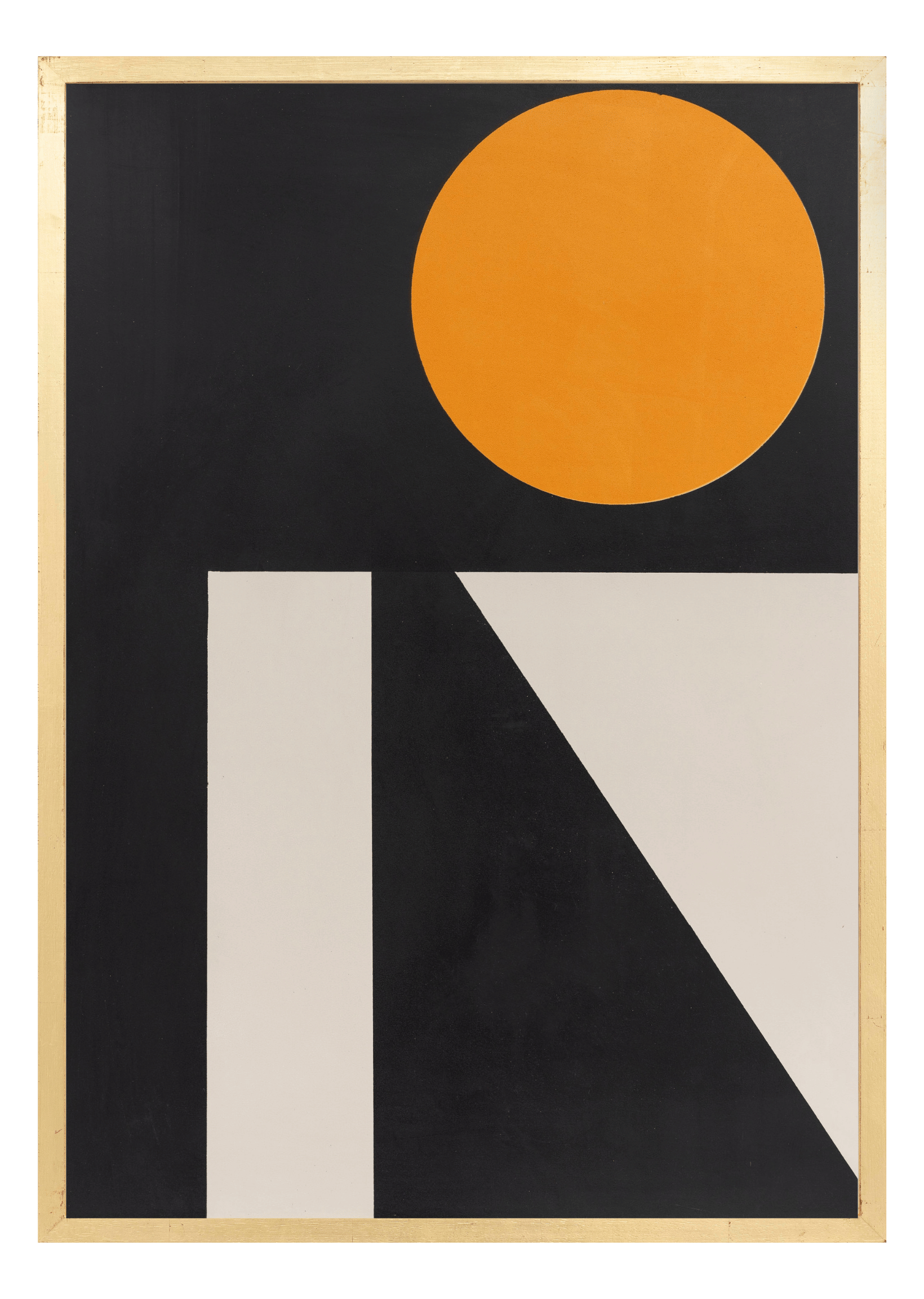Alphabet screen print of black & orange letter R on gesso board 594x841 mm by artist Rose Bamford