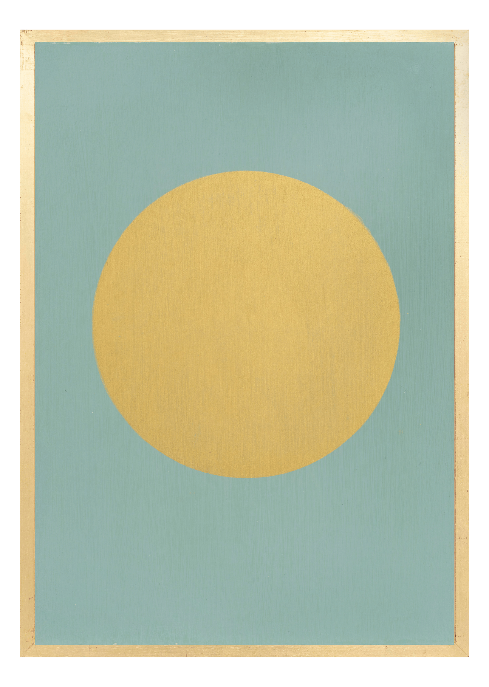 Alphabet screen print of gold letter O on gesso board 594x841 mm by artist Rose Bamford