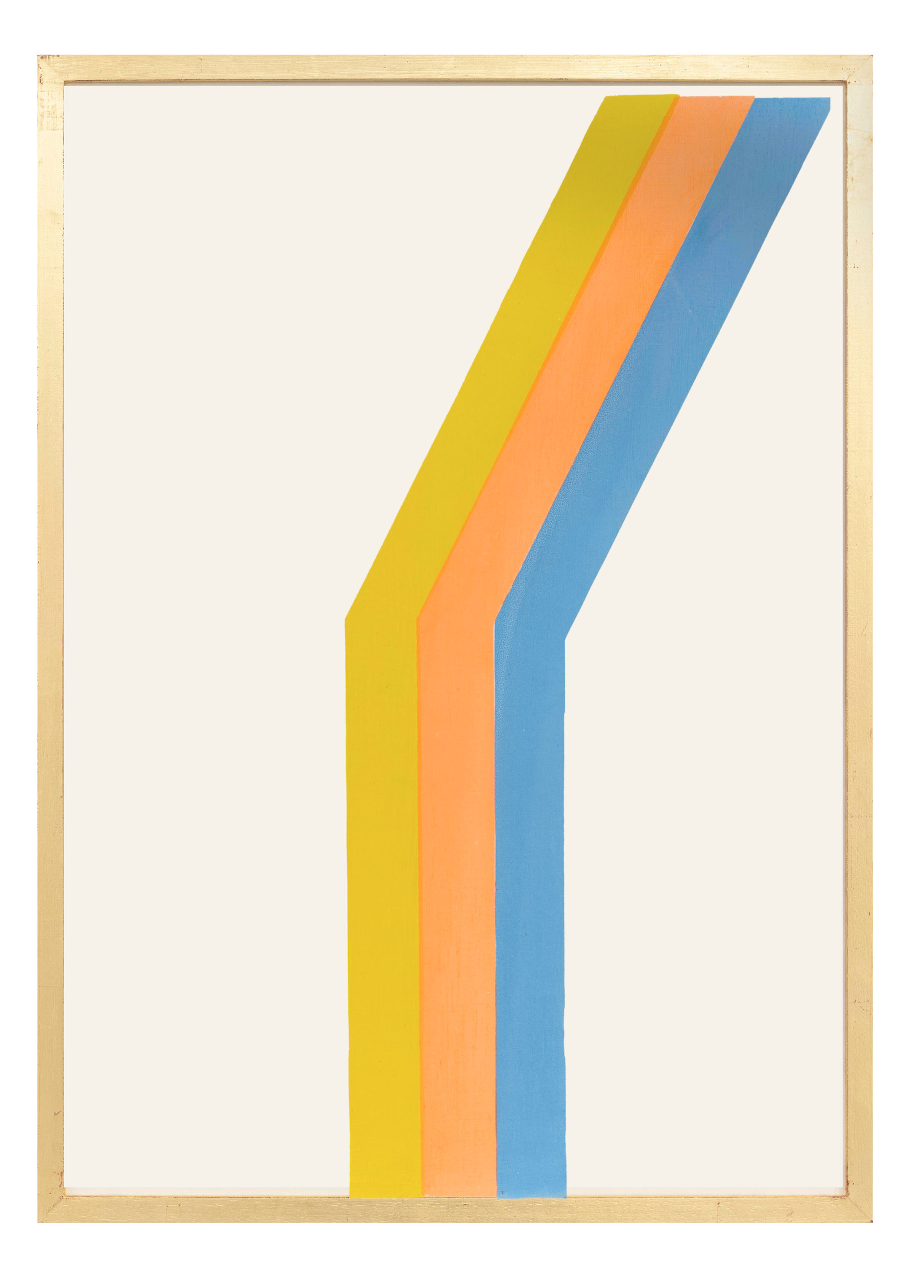 Alphabet screen print of striped letter Y on gesso board 594x841 mm by artist Rose Bamford