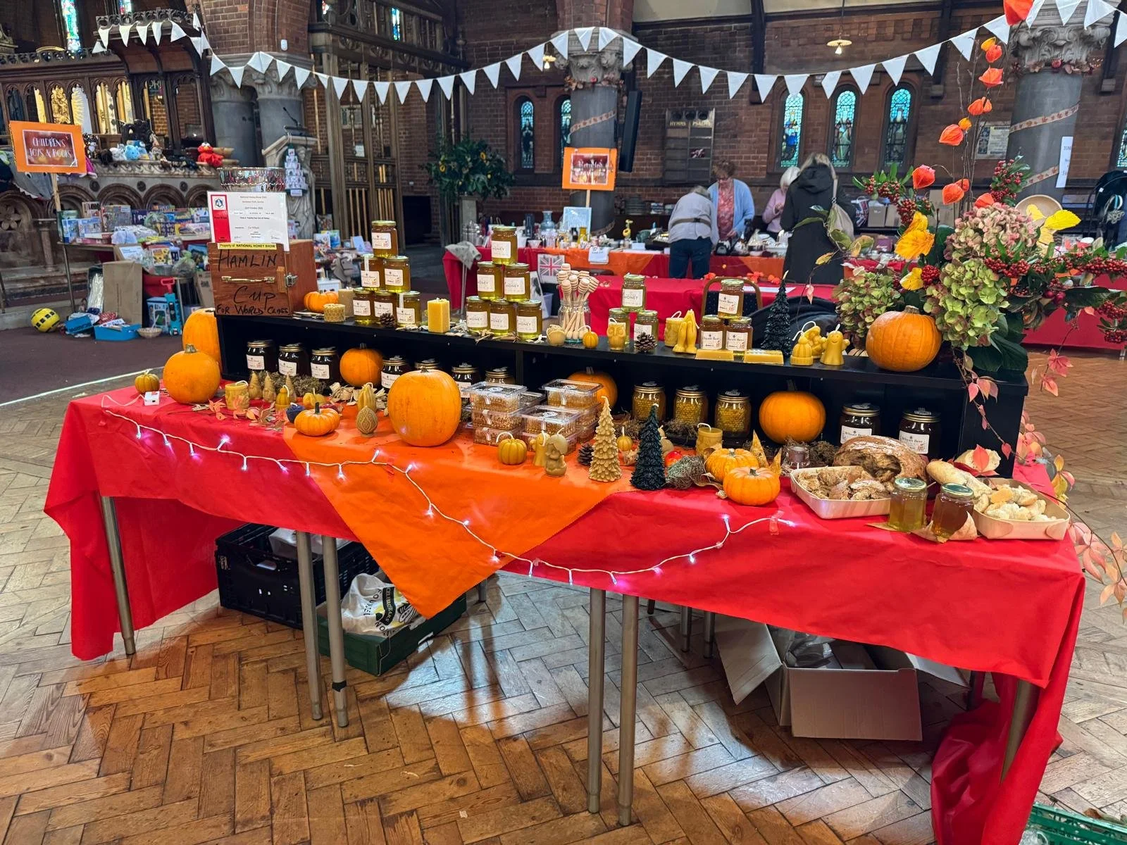 Honey market stall display
