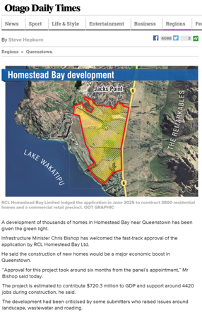 Fast tracked Homestead Bay development