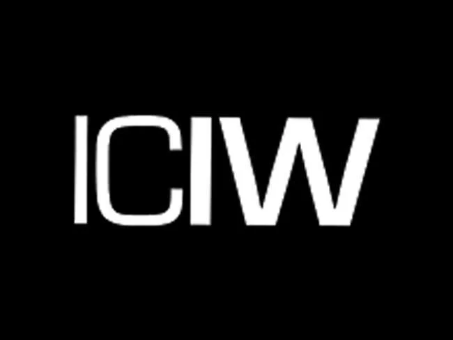 Black background with white text reading 'ICW' in bold, stylized font.