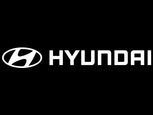 Hyundai logo and text on a black background.