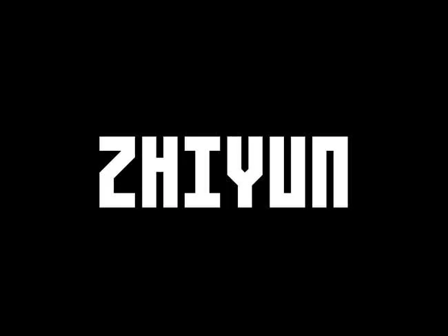 Text displaying the word "ZHIYUN" in reversed lettering, centered on a black background.