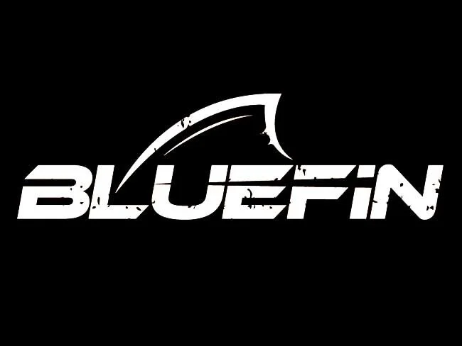Stylized logo of a bluefin tuna fish above the word "BLUEFIN" on a black background.
