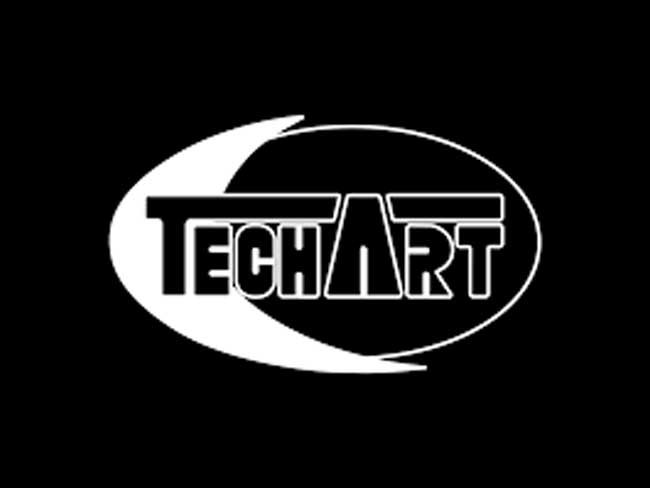 Black and white logo with the text "TECH ART" inside an oval shape.