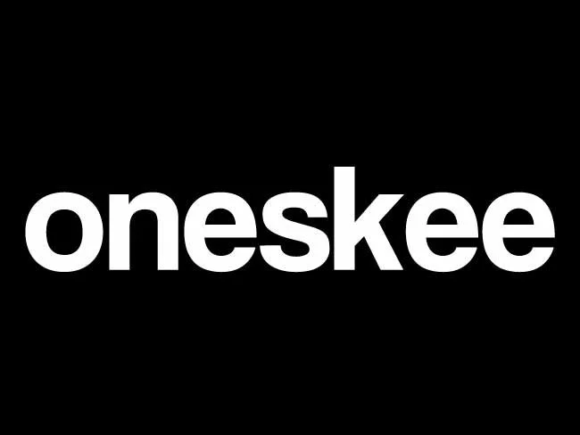 Black background with the word 'oneskee' in large white lowercase letters.