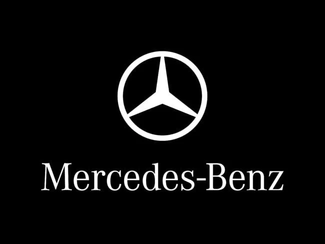 Mercedes-Benz logo with the brand name below on a black background.